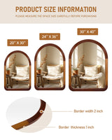 Arched Mirror 24 x 36 Inch,Brown Wood Rustic Bathroom Tempered Wall Mirror with Wood Frame,Round Corner Arch Farmhouse Wooden Vanity Mirror for Living Room,Entryway or Bedroom（Walnut Brown） CULER