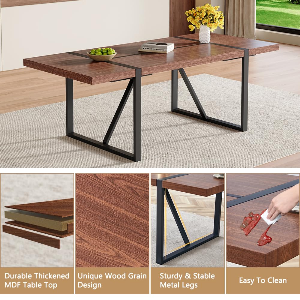 UELKS 86.6" Dining Table Set for 10, Modern 11 Piece Wood Kitchen Table and Chairs Set, Large Rectangle Dining Table with 10 Suede Upholstered Chairs, Perfect for Family Gatherings and Dining Room UELKS