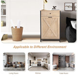 UEV Oak Color Style Trash Cabinet, Tilt Out Trash Cabinet with Solid Hideaway Drawer,Rustic Kitchen Trash Cabinet,Free Standing Wooden Kitchen Recycling Cabinet Trash Can Holder (Single) UEV