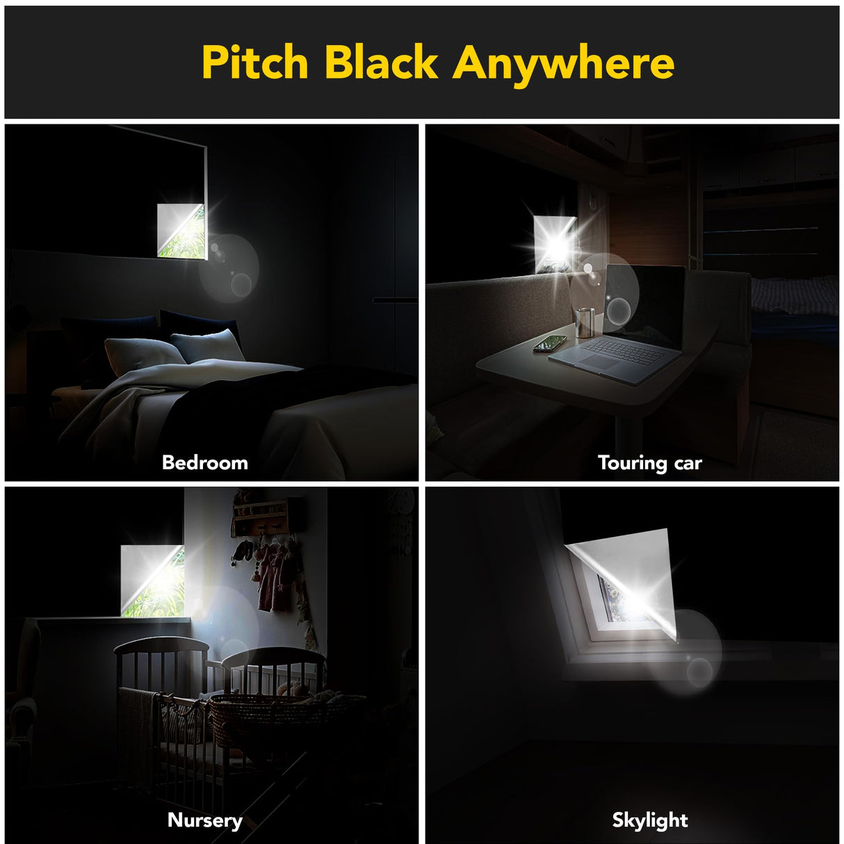 Deconovo 100% Blackout Shades for Windows, Thermal Blinds for Windows, Portable Black Out Window Covers for Baby Nursery, Bedroom, Travel, 1 Piece, Black, 118x57 Inch Deconovo