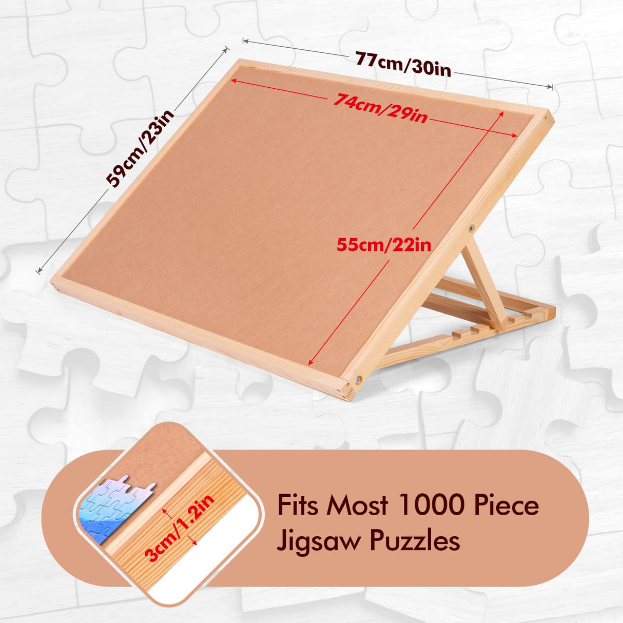Old Canal Puzzle Board, 1000 Pieces Puzzles Table with Adjustable Tilt Stand, Wooden Jigsaw Puzzle Tables, Portable Puzzle Storage Boards with Non-Slip Felt Tabletop for Adults Old Canal