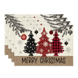 Artoid Mode Red Pine Trees Balls Merry Christmas Placemats Set of 4, 12x18 Inch Winter Xmas Table Mats for Party Kitchen Dining Decoration Artoid Mode