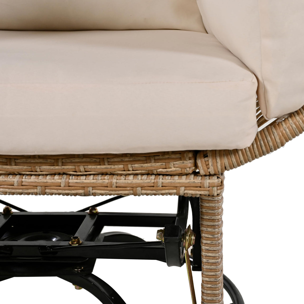 Merax Outdoor Swivel Chair with Cushions, Rattan Egg Patio Chair with Rocking Function for Balcony, Poolside and Garden,Natural+Beige Merax