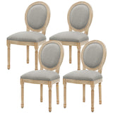 Furnimart French Country Vintage Dining Chairs Set of 4 Farmhouse Dining Chairs with Round Back and Solid Wood Legs, Oval Side Chairs for Kitchen Dining Room Living Room (Light Grey) Furnimart