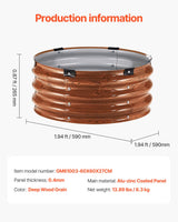 VEVOR 3 Pcs 2x2x1ft Round Galvanized Raised Garden Bed Kit, Outdoor Metal Raised Beds for Gardening Vegetables, Easy Assembly Garden Planter Box for Flowers Fruits with Open Base VEVOR