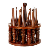 Bhartiya Handicrafts Wooden Crochet Hooks Set, 12pcs Ergonomic Knitting Needles - Rosewood, 3.5mm(E) to 12mm(P) - Includes Holder Bhartiya Handicrafts