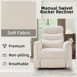 INZOY Swivel Rocker Recliner, Nursery Glider Chair, Manual Chairs Swivel Glider Recliners with Soft Backrest, Fabric Manual Reclining Sofa for Living Room Bedroom Apartment, Beige INZOY