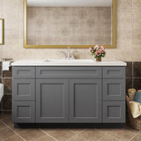 ROOMTEC 60" Assembled Bathroom Vanity Double Drawer Base Cabinet with Soft-Close Door & 6 Drawers, Large Capacity Single Sink for Laundry, Kitchen, Shower & Utility Rooms ROOMTEC