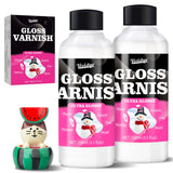 Air Dry Clay Varnish, 200ml/7oz High Gloss Varnish, Ceramic Glaze, Clear Clay Sealant with Brushes for Craft Pottery, Acrylic Painting, Wood, Prevent Cracking Scratches Wear﻿, Waterproof Vividye