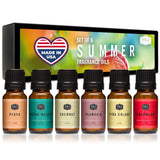 P&J Trading Summer Set of 6 Fragrance Oils - Peach, Strawberry, Plumeria, Coconut, Ocean Breeze, Pina Colada Candle Scents, Soapmaking, Diffuser Oil P&J Trading