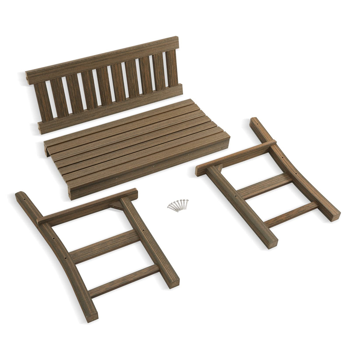 ACUEL Outdoor Bench, 2-Person Garden Bench, Poly Lumber Patio Bench for Outdoors, Porch, and Park (Light Brown) ACUEL