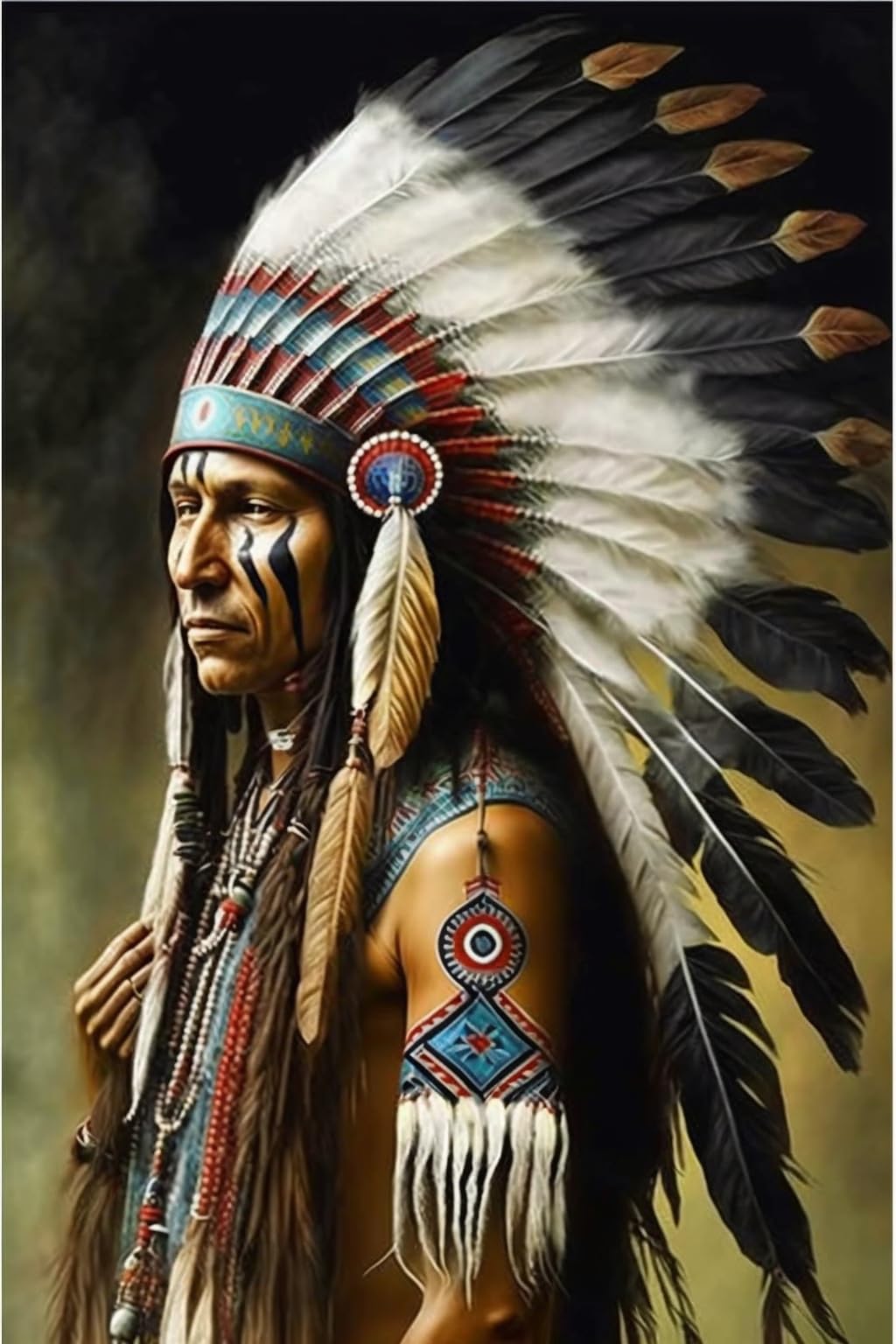 RMSGOZO 5D Native American Diamond Painting Kits - Indians Full Round Diamond Crystal Art Craft Kits for Adults and Kids, for Wall Decor & Living Room Decor Gifts (8 X 12 Inch) RMSGOZO