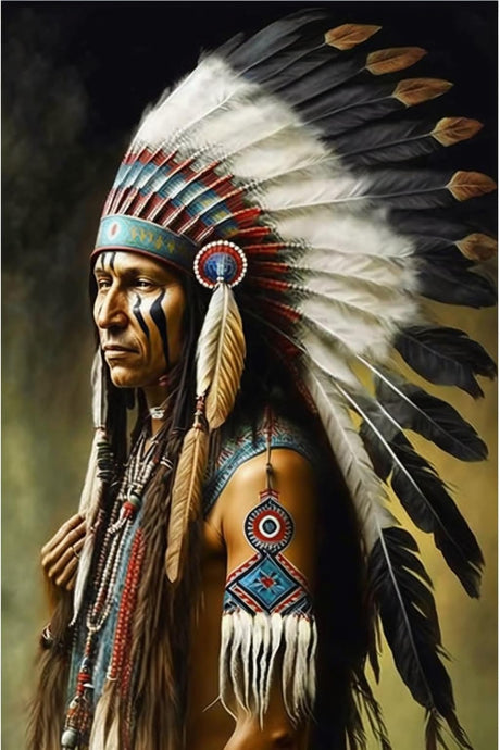 RMSGOZO 5D Native American Diamond Painting Kits - Indians Full Round Diamond Crystal Art Craft Kits for Adults and Kids, for Wall Decor & Living Room Decor Gifts (8 X 12 Inch) RMSGOZO