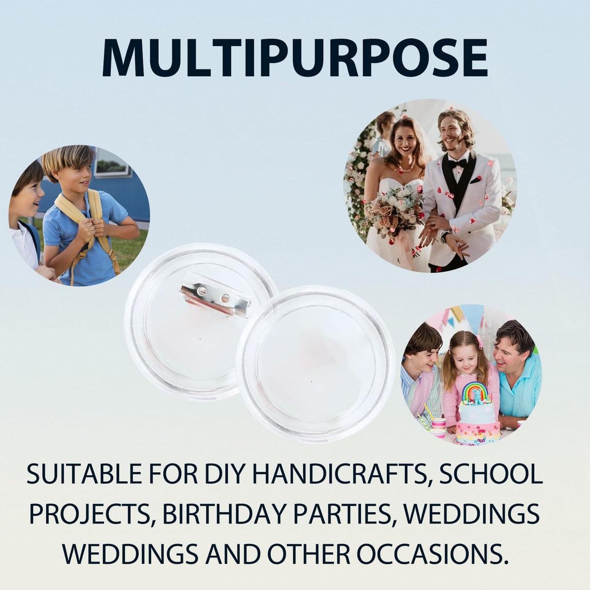 20 Pack Clear Button Pins 1.5 inch DIY Button Pins Kit Make Your Own Acrylic Buttons with Sublimation Button Maker Set for for Christmas Craft Supplies DIY Badges School Projects NIIIYTYB