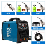 Prostormer Welding Machine, MIG/TIG/MMA 3 in 1 Multifunctional Welder with Digital Display, Electrode Holder, Earth Clamp, Input Power Adapter Cable and Brush Prostormer