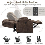 ABCASA Large Dual Motor Lay Flat Power Lift Recliners Chair for Elderly with Heat ＆ Massage, Comfortable Chenille Recliner, USB-A ＆ C, Cup Holder, Side Pocket, Brown ABCASA