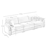 Ball & Cast 115.34" Modular Sectional Sofa Couch, Comfy Corduroy 3 Seat Upholstered Reclining Sofa-Bed w/ 5 Pillows & Removable Back Cushions for Living Room Apartment Office Small Spaces, Green Ball & Cast