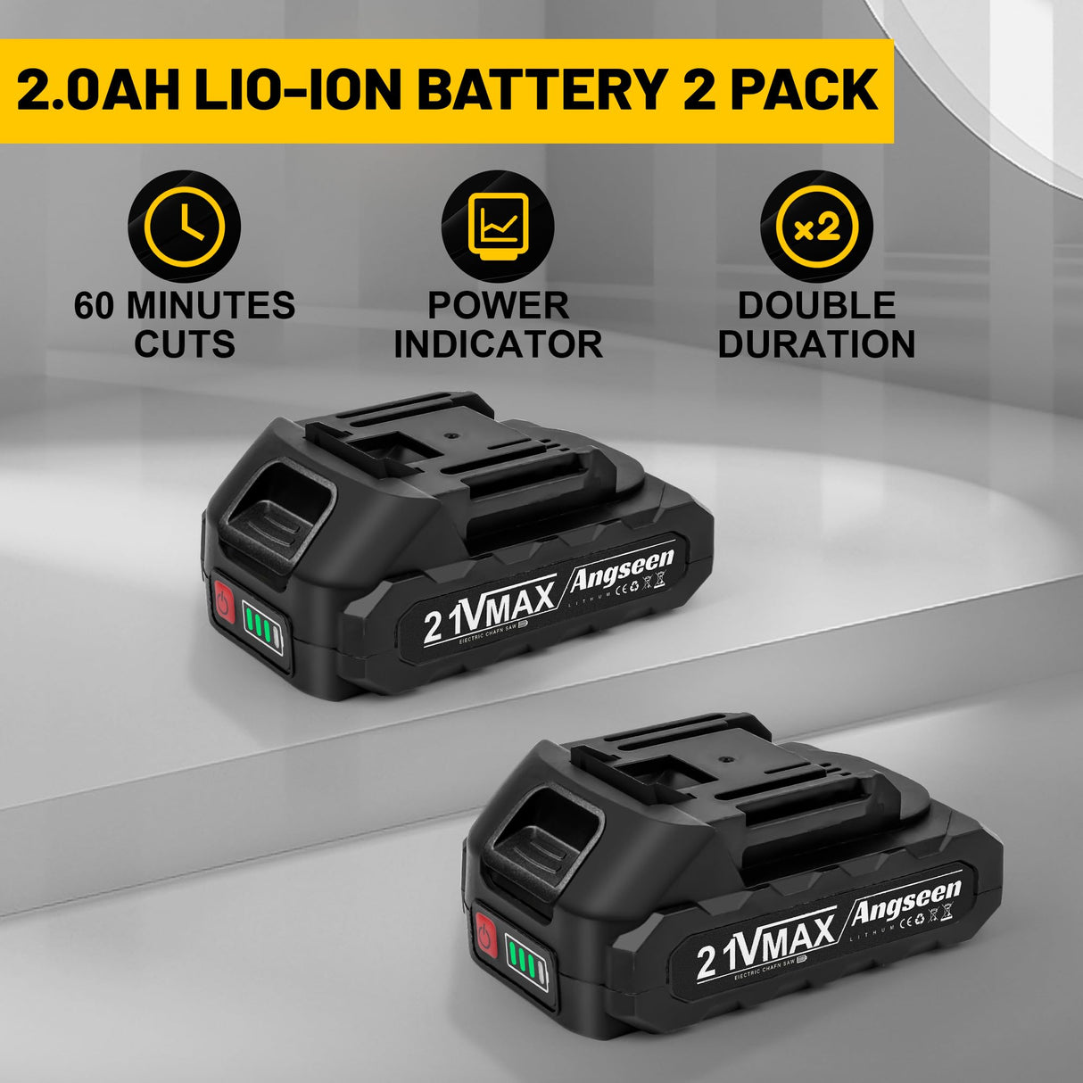 Mini Chainsaw Cordless 6 Inch, Chainsaw with 2 Batteries & 2 Chains, Lightweight Cordless Chain Saw with Safety Lock for Tree Trimming, Branches, Wood Cutting ANGSEEN