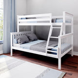 Max & Lily Bunk Bed Twin Over Full Size with Ladder, Solid Wood Platform Bed Frame with Ladder for Kids, 14" Safety Guardrails, Easy Assembly, No Box Spring Needed, White Max & Lily