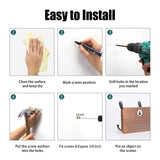 Kruodop Large Coat Rack Wall Mount Coat Hooks Coat Hanger with 10 Metal Black Triple- Hooks Brown Pine Real Wood Plank Hat Rack for Wall Hooks for Hanging Coat Hat Jacket Kruodop