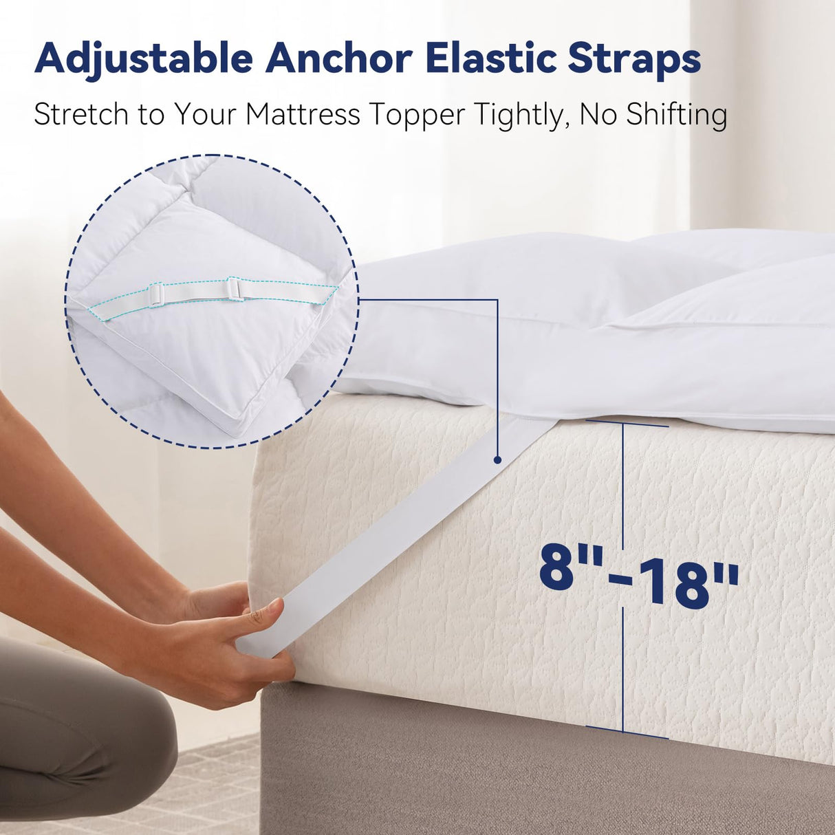 LeWinBedding 3 Inch White Goose Feather Mattress Topper,Twin Feather Bed Topper,Mattress Cover with Straps,Ultra Soft Pillowtop,100% Organic Cotton Fabric(39”x75”) LeWinBedding