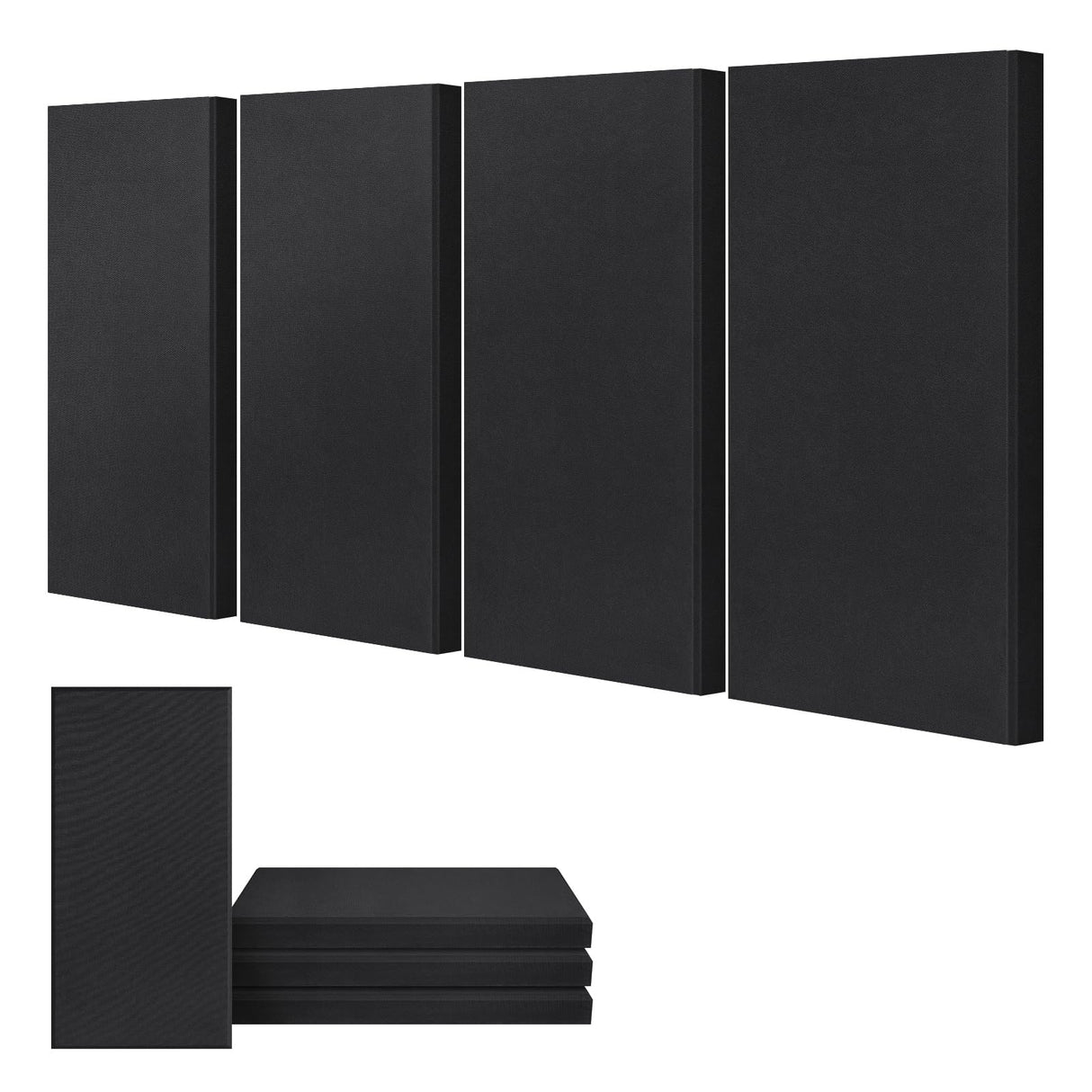 UMIACOUSTICS 4 PCS Acoustic Panels, 2“ Thick 23.6" x 11.8" Fiberglass Sound Proof Wall Panels, Self-adhesive Sound Absorbing Panels for Studios, Office, Home Theater. Deep Black UMIACOUSTICS