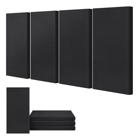 UMIACOUSTICS 4 PCS Acoustic Panels, 2“ Thick 23.6" x 11.8" Fiberglass Sound Proof Wall Panels, Self-adhesive Sound Absorbing Panels for Studios, Office, Home Theater. Deep Black UMIACOUSTICS
