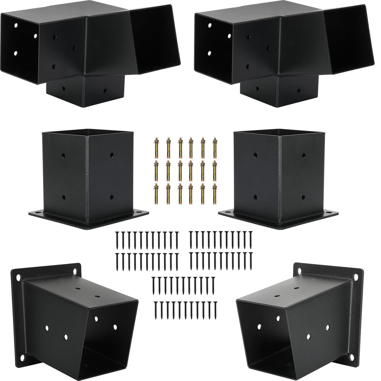 15°Slanted Roof Pergola Kit,3-Way Gazebo Brackets Kit, Pergola Kit, Wall Mount Slanted Roof Pergola Bracket Set with Brackets for 4x4 Lumber ,Outdoor and Backyard Slanted Pergola Extension kit Fuceter