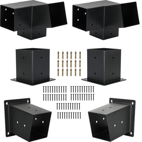 15°Slanted Roof Pergola Kit,3-Way Gazebo Brackets Kit, Pergola Kit, Wall Mount Slanted Roof Pergola Bracket Set with Brackets for 4x4 Lumber ,Outdoor and Backyard Slanted Pergola Extension kit Fuceter