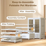 QudraKast Pet Wardrobe Closet, Dog Closet - Stackable Storage Bins with Doors, Wheels, and Hanging Rods - Stackable Drawers Closet - Pet Accessories, Dog Toys, Pet Clothes QudraKast