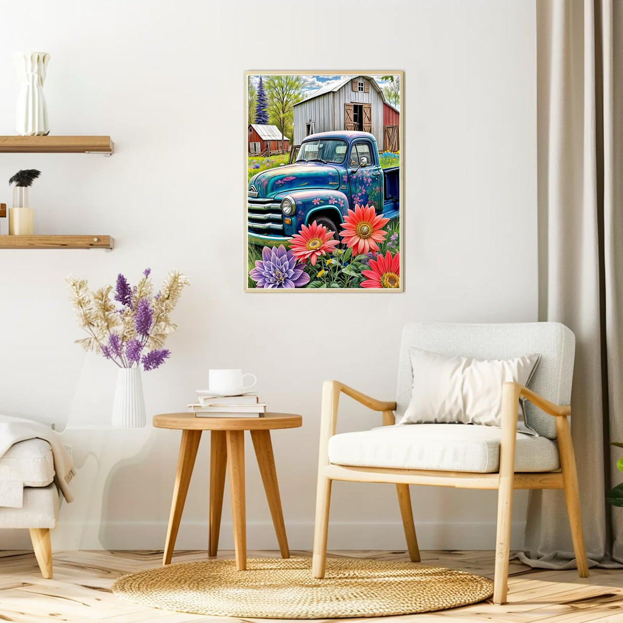 DOMROM Truck Diamond Painting Kits for Adults, Flowers Truck 5D Diamond Art Kits for Beginner, DIY Full Drill Diamond Dots Paint by Diamonds Gem Art and Crafts for Home Decor 12x16 inch DOMROM