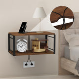 NANAGIFTREE Floating Nightstand Set of 2, Wood Bedside Shelf Wall Mounted Nightstand, Floating Bedside Table for Bedroom, Living Room, Bathroom, Kitchen, Office (Vintage Brown) NANAGIFTREE