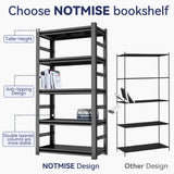 Book Shelf, 5 Tier Metal Wide Bookshelves, Adjustable Modern Book Shelves, Narrow Book Shelving for Small Spaces, Tall Decorative Bookshelf for Home Office/Living Room/Library (35.4"W*15.8"D*72"H) Notmise