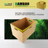 BAMOTTO Lidded Bamboo Storage Bins & Box/Cube/Basket, Home Kitchen and Office Storage Boxes with Handles & Stackable for Organizer Tableware, Crafts, Office Shelf Books, Large, 14.6”x10.2”x9.6” BAMOTTO CRAFTBAMBOO