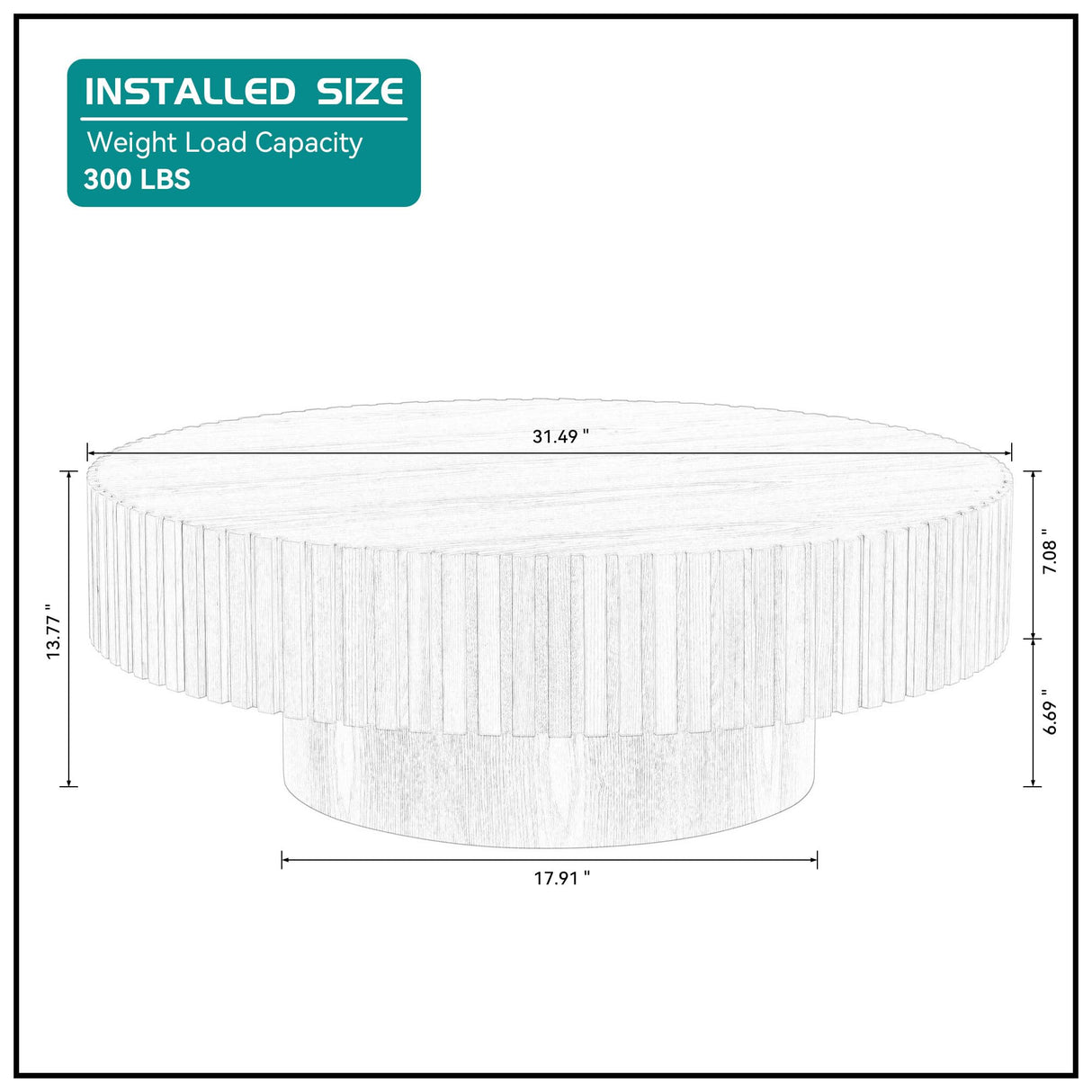 kevinplus 31.49'' Oak Round Coffee Table Modern Wood Coffee Table for Living Room, Contemporary Circle Fluted Drum Coffee Table, Easy Assembly, Oak (ø31.49'' x 13.77'') kevinplus