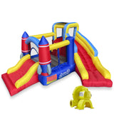 Cloud 9 Inflatable Rocket Bounce House with Blower, Bouncer for Kids with Two Slides and Large Jumping Area Cloud 9