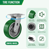 FOVERSWIVE 6"x2" Industrial Casters- Heavy Duty Casters,Polyurethane on Aluminum Casters - Loading Capacity up to 1400LB.Use for Platform Truck,Workbench,Lift Tables(1 Swivel) FOVERSWIVE