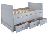 Bedz King All in One Twin Bed with Twin Trundle and 3 Built in Drawers, Breezy Blue Bedz King