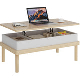 Shintenchi Coffee Table, Lift Top Coffee Table with Hidden Compartment, Rising Tabletop Dining Table, Lift Top Coffee Center Table for Living Room, Office, Home (Oak) Shintenchi