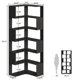 IRONCK Corner Bookshelf, 80.3" Tall Corner Bookcases with Anti-Drop Panel, Corner Shelf Storage Display Rack for Living Room Home Office, Black IRONCK