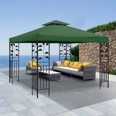 Gazebo Replacement Canopy Roof - Double Tiered Canopy Cover, 10x10 FT (Blackish Green) frtzal