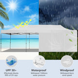 COBIZI 10x30 Pop up Canopy Tent Heavy Duty with 8 Sidewalls, Easy Set-up Commercial Outdoor Party Tent, 100% Waterproof Wedding Tent Gazebo, 3 Height Adjustable with Wheeled Bag, White COBIZI