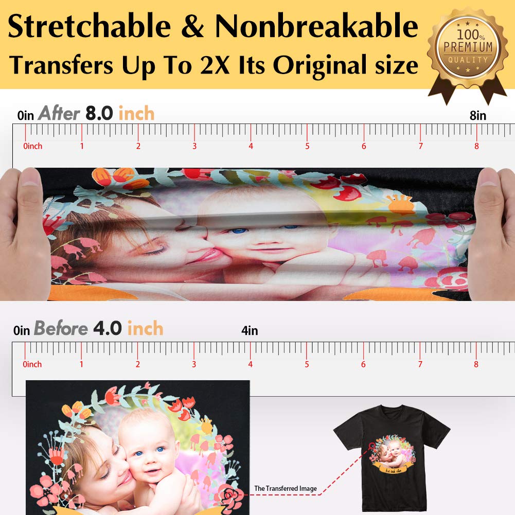 TransOurDream Tru-Iron on Heat Transfer Paper for Dark Fabric (20 Sheets, 8.5x11") T Shirt Transfers Paper for Inkjet Printer Printable Heat Transfer Vinyl for T-Shirts (TOD-7) TransOurDream