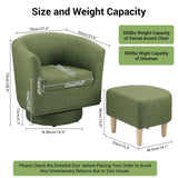 DAZONE Green Swivel Accent Chair with Ottoman, Comfy Barrel Armchair for Small Spaces, 360° Modern Fabric Lounge Chair for Living Room, Bedroom, Reading Nook, Home Office DAZONE