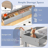 KOTEK Twin Over Twin Bunk Bed with Storage Drawers and Guardrails in Grey KOTEK