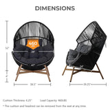 Grand patio Outdoor Egg Chair PE Wicker Wood Grain Finish Comfortable Conversation Chair with Olefin Cushion Oversized Lounger Chair with Stand for Porch, Backyard, Living Room - Dark Grey Grand patio