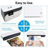 Laminator, A4 Laminater Machine, 9 Inch Thermal Laminater Machine, 4 in 1 Personal Desktop Cold Laminator with Paper Cutter and Corner Rounder 15 Laminating Pouches for Office School Business Use Beixtopopo