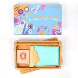 AtMini Sand Tray for Classroom Montessori Sand Tray with Lid Wooden Sand Trays for Kids Writing Letters and Numbers (Blue) AtMini