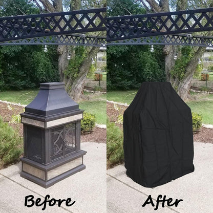 Izzybang Tall Outdoor Fireplace Cover Heavy Duty Waterproof 35.5 Inch Patio Wood Burning Fireplaces Cover - WoodArtSupply