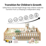 i-POOK Natural Twin Floor Bed Frame for Children with Safety Fence & Door i-POOK